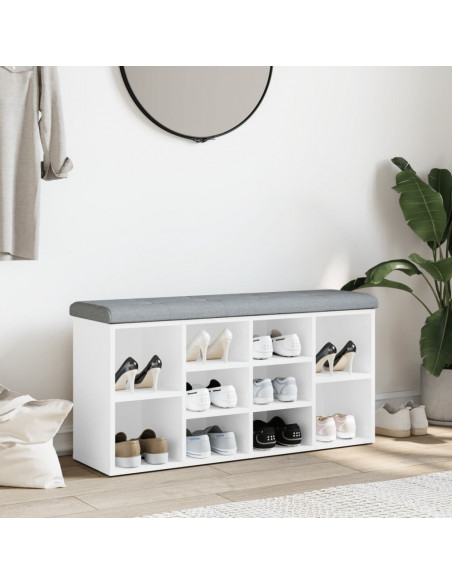 Panca Porta Scarpe Bianca 102x32x50 cm in Legno Multistrato