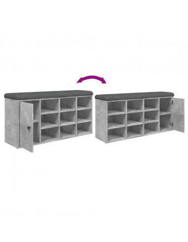 Panca Porta Scarpe Grigio Cemento 102x32x50cm Legno Multistrato