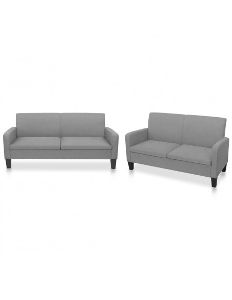 Set di Divani 2 pz in Tessuto Grigio Chiaro