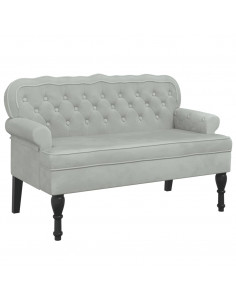 Panca con Schienale Grigio Chiaro 112x65,5x75 cm in Velluto 2