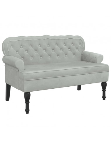 Panca con Schienale Grigio Chiaro 112x65,5x75 cm in Velluto