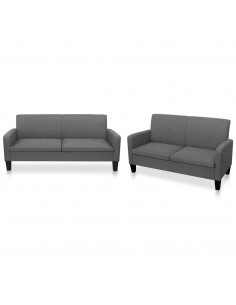 Set di Divani in Tessuto 2 pz Grigio Scuro 2