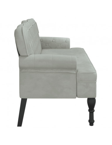 Panca con Schienale Grigio Chiaro 112x65,5x75 cm in Velluto