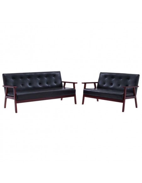 Set di Divani 2 pz Nero in Similpelle