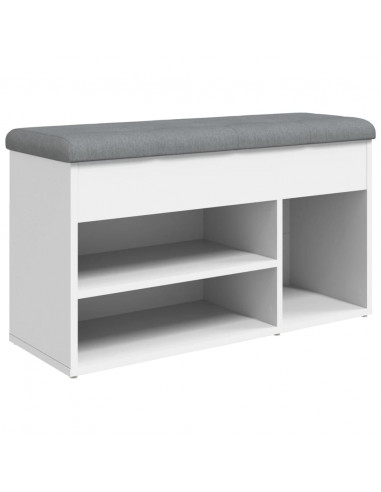 Panca Porta Scarpe Bianca 82x32x45,5 cm in Legno Multistrato