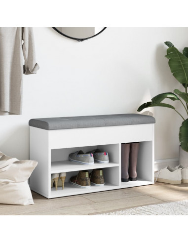 Panca Porta Scarpe Bianca 82x32x45,5 cm in Legno Multistrato