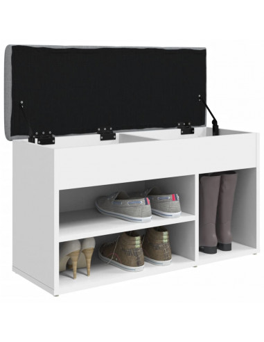 Panca Porta Scarpe Bianca 82x32x45,5 cm in Legno Multistrato