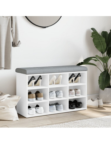 Panca Porta Scarpe Bianca 82x32x50 cm in Legno Multistrato