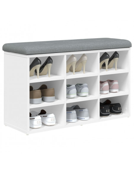 Panca Porta Scarpe Bianca 82x32x50 cm in Legno Multistrato
