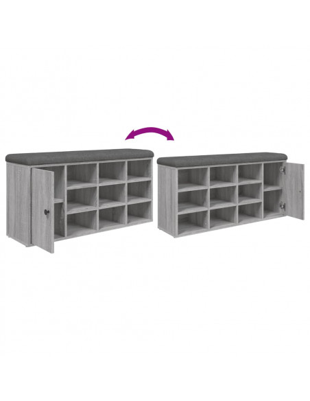 Panca Porta Scarpe Grigio Sonoma 102x32x50 cm Legno Multistrato