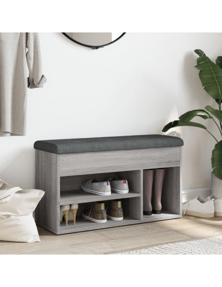 Panca Porta Scarpe Grigio Sonoma 82x32x45,5cm Legno Multistrato