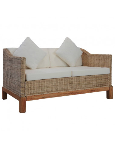 Set di Divani 2 pz con Cuscini in Rattan Naturale