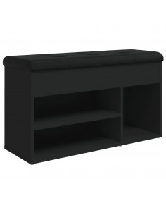 Panca Porta Scarpe Nera 82x32x45,5 cm in Legno Multistrato 2