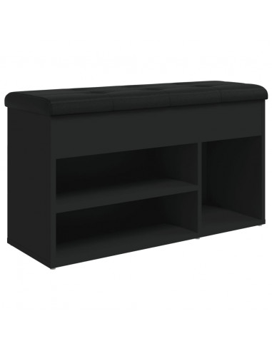 Panca Porta Scarpe Nera 82x32x45,5 cm in Legno Multistrato