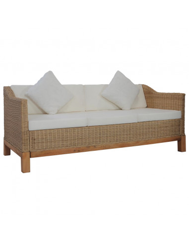 Set di Divani 2 pz con Cuscini in Rattan Naturale