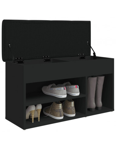 Panca Porta Scarpe Nera 82x32x45,5 cm in Legno Multistrato