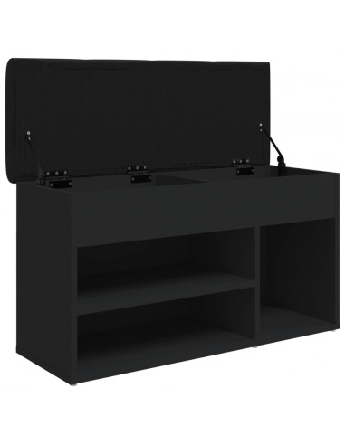 Panca Porta Scarpe Nera 82x32x45,5 cm in Legno Multistrato