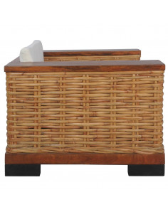 Set di Divani 2 pz con Cuscini in Rattan Naturale Marrone 2
