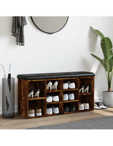 Panca Porta Scarpe Rovere Fumo 102x32x50 cm Legno Multistrato