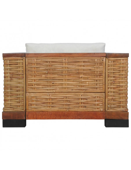 Set di Divani 2 pz con Cuscini in Rattan Naturale Marrone