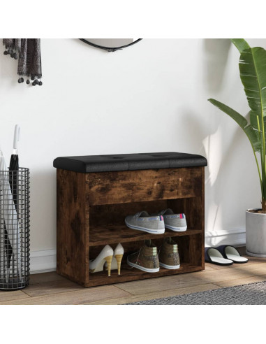 Panca Porta Scarpe Rovere Fumo 62x32x50 cm Legno Multistrato