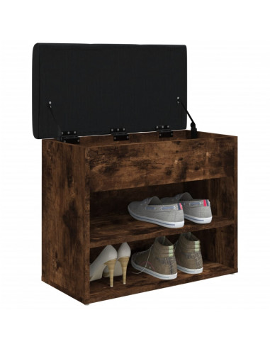 Panca Porta Scarpe Rovere Fumo 62x32x50 cm Legno Multistrato