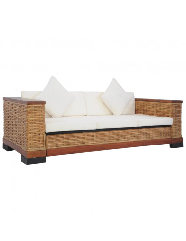 Set di Divani 2 pz con Cuscini in Rattan Naturale Marrone