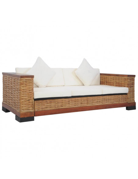 Set di Divani 2 pz con Cuscini in Rattan Naturale Marrone