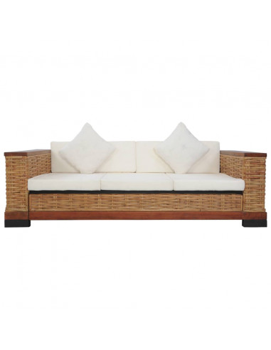 Set di Divani 2 pz con Cuscini in Rattan Naturale Marrone