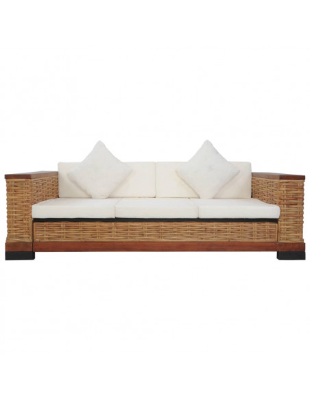 Set di Divani 2 pz con Cuscini in Rattan Naturale Marrone