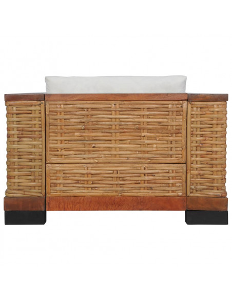 Set di Divani 3 pz con Cuscini in Rattan Naturale Marrone