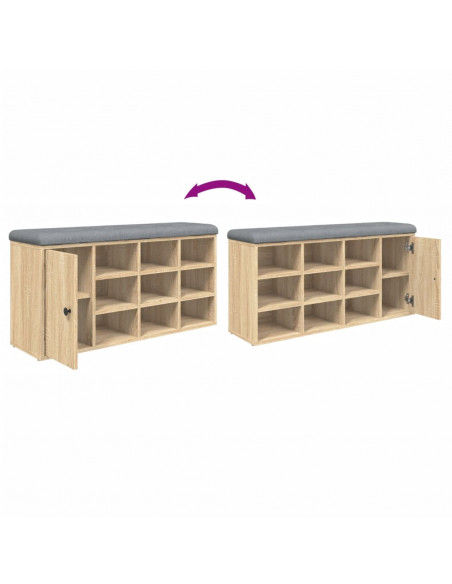 Panca Porta Scarpe Rovere Sonoma 102x32x50 cm Legno Multistrato
