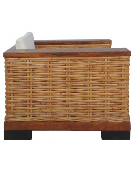 Set di Divani 2 pz con Cuscini in Rattan Naturale Marrone