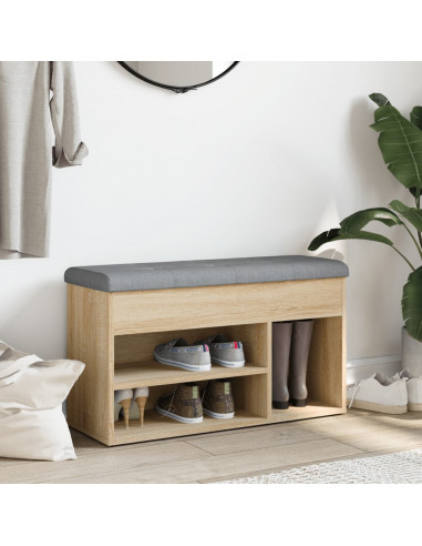 Panca Porta Scarpe Rovere Sonoma 82x32x45,5cm Legno Multistrato