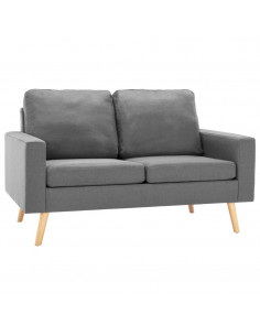 Divano a 2 Posti Grigio Chiaro in Tessuto 2