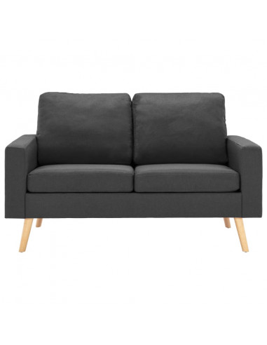 Divano a 2 Posti Grigio Scuro in Tessuto