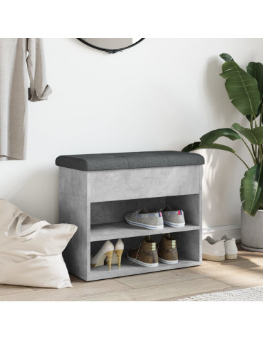 Panca Porta Scarpe Grigio Cemento 62x32x50cm Legno Multistrato