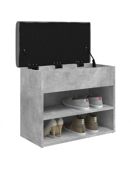 Panca Porta Scarpe Grigio Cemento 62x32x50cm Legno Multistrato