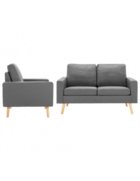 Set di Divani 2 pz in Tessuto Grigio Chiaro