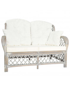 Divano a 2 Posti in Rattan Grigio 2