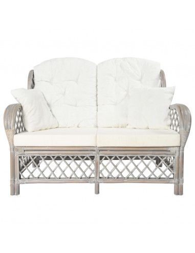 Divano a 2 Posti in Rattan Grigio