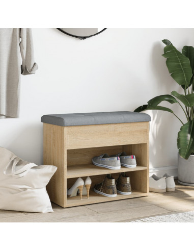 Panca Porta Scarpe Rovere Sonoma 62x32x50 cm Legno Multistrato