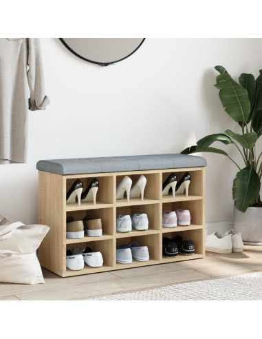 Panca Porta Scarpe Rovere Sonoma 82x32x50 cm Legno Multistrato