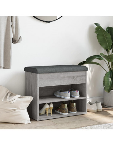 Panca Porta Scarpe Grigio Sonoma 62x32x50 cm Legno Multistrato