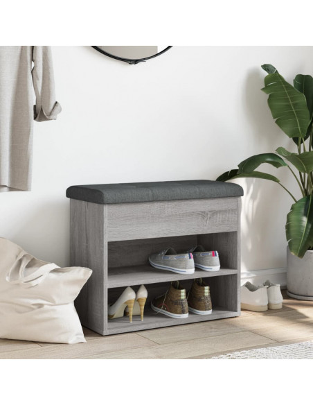 Panca Porta Scarpe Grigio Sonoma 62x32x50 cm Legno Multistrato