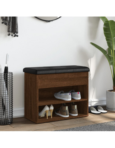 Panca Porta Scarpe Rovere Marrone 62x32x50cm Legno Multistrato