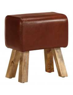 Panca da Palestra 38 cm Vera Pelle Marrone e Massello di Mango 2