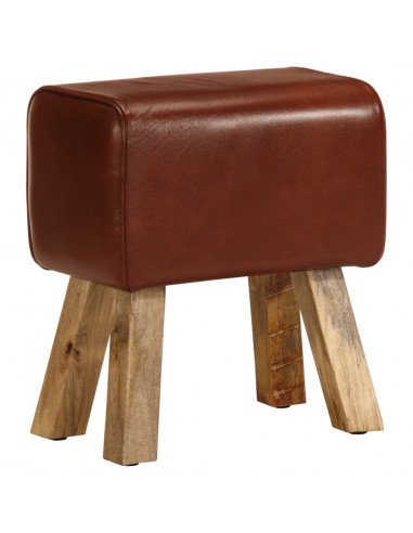 Panca da Palestra 38 cm Vera Pelle Marrone e Massello di Mango