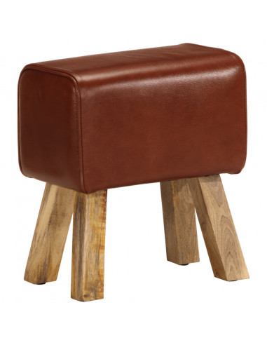 Panca da Palestra 38 cm Vera Pelle Marrone e Massello di Mango