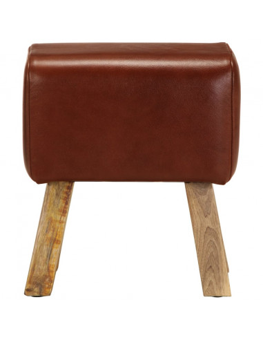 Panca da Palestra 38 cm Vera Pelle Marrone e Massello di Mango